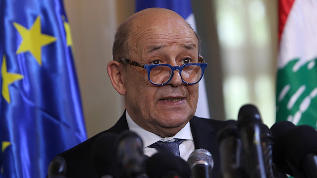 French Foreign Affair Minister Jean-Yves Le Drian speaks during a news conference at the Ministry of Foreign Affairs in Beirut, Lebanon July 23, 2020. REUTERS/Aziz Taher

