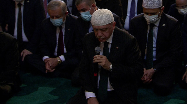 Cumhurbaşkanı Erdoğan, Ayasofya Camii'nde Kur'an-ı Kerim okudu.