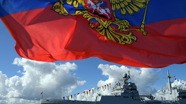 The Russian Navy landing ship Pyotr Morgunov takes part in the Navy Day parade in Kronstadt near Saint Petersburg, Russia July 26, 2020. Sputnik/Alexei Druzhinin/Kremlin via REUTERS ATTENTION EDITORS - THIS IMAGE WAS PROVIDED BY A THIRD PARTY.

