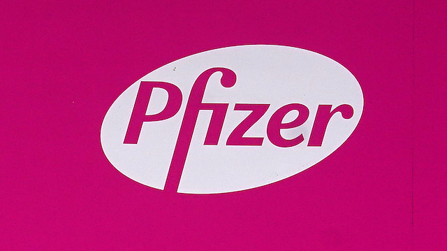 A sign is pictured outside Pfizer Headquarters in the Manhattan borough of New York City, New York, U.S., July 22, 2020.