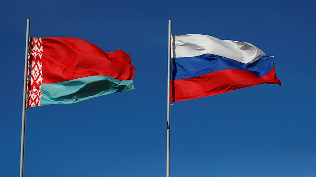 File photo: Belarusian and Russian national flags