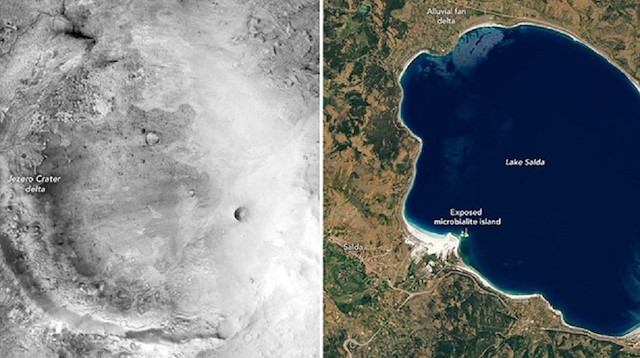 NASA'nın paylaşımında Salda Gölü, Jezero Krateri'ne benzetildi.
