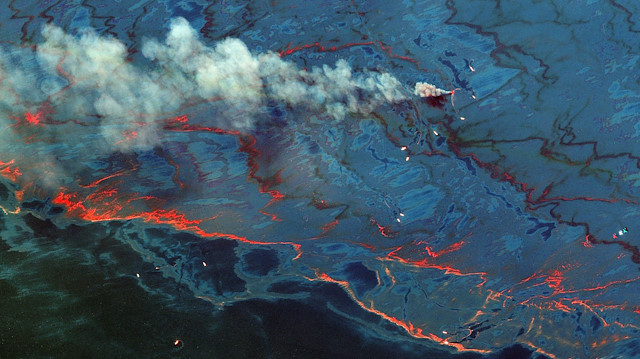 An oil spill in the Gulf of Mexico is seen in this WorldView-2 multi-spectral handout image taken June 10, 2010 and released on December 24, 2019 by Maxar Technologies. Maxar Technologies/Handout via REUTERS. ATTENTION EDITORS - NO RESALES. NO ARCHIVES. THIS IMAGE HAS BEEN SUPPLIED BY A THIRD PARTY. MUST NOT OBSCURE LOGO. MANDATORY CREDIT.

