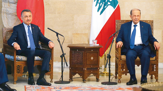 Lübnan Cumhurbaşkanı Michel Avn, Oktay ve beraberindekileri kabul etti.