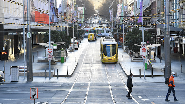 A general view along Bourke Street Mall is seen as the city operates under lockdown restrictions to curb the spread of the coronavirus disease (COVID-19) in Melbourne, Australia, August 4, 2020.
