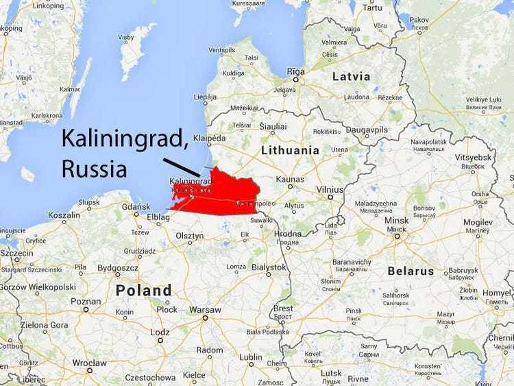 Kaliningrad en yakın Rus toprağına neredeyse 500 km uzakta.