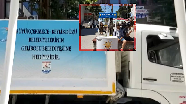 CHP’li belediye AK Parti standının önüne çöp kamyonu çekti