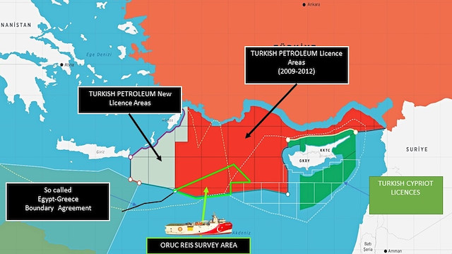 Turkey shares map of Oruç Reis's offshore activity