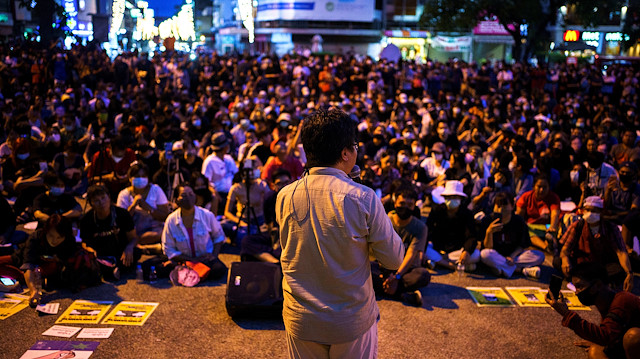 Anon Nampa, one of the leaders of recent anti-government protests speaks during a demonstration demanding the resignation of Thailand's Prime Minister Prayuth Chan-ocha in Chiang Mai, Thailand, August 9, 2020.