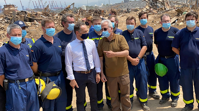 German Foreign Minister Heiko Maas visits the devastated site in the aftermath of a massive explosion in Beirut, Lebanon August 12, 2020