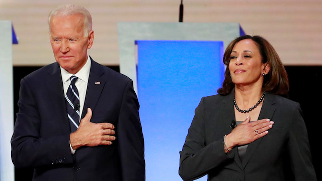 FILE PHOTO: Former Vice President Joe Biden and U.S. Senator Kamala Harris 