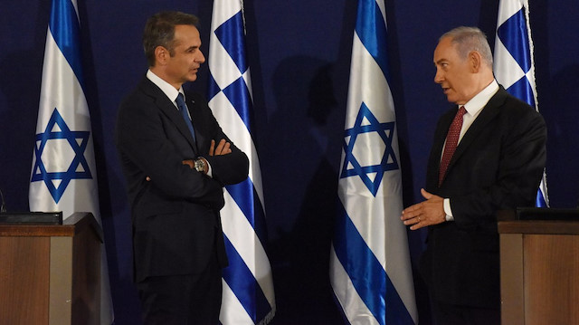  Yunanistan Başbakanı Kiryakos Miçotakis ve İsrail Başbakanı Binyamin Netanyahu