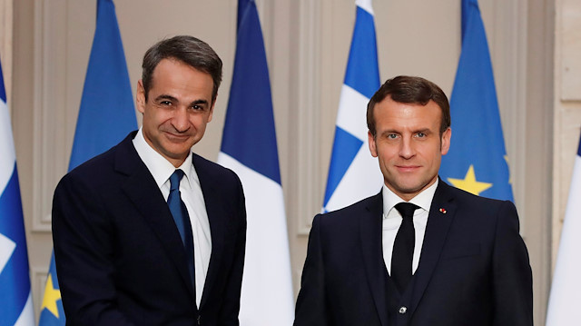 French President Emmanuel Macron and Greek Prime Minister Kyriakos Mitsotakis 