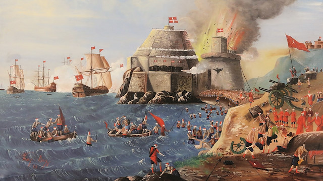 Rodos Deniz Savaşını anlatıyor. 1881 tarihli bir tablo.
