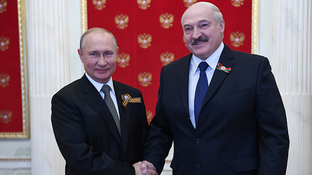 File photo: Russian President Vladimir Putin greets Belarusian President Alexander Lukashenko 