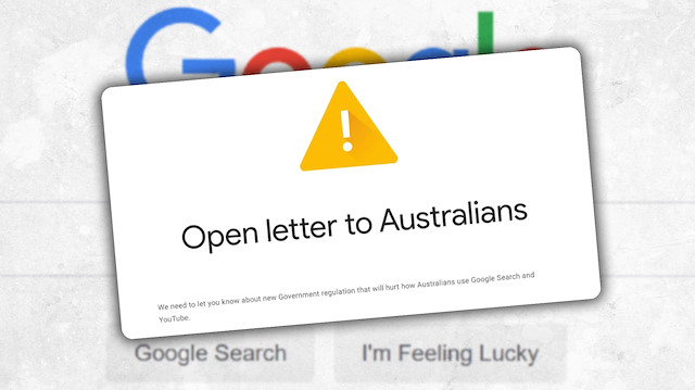 Google konuyla ilgili görüşlerini Avustralyalılara yazdı.