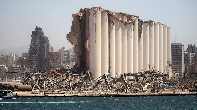 A general view shows the severely damaged grain silo following the explosion 