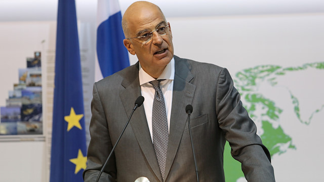 Greek Foreign Minister Nikos Dendias speaks during a news conference at the Foreign Ministry in Nicosia, Cyprus, August 18, 2020. REUTERS/Yiannis Kourtoglou

