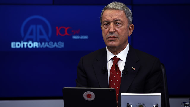 Milli Savunma Bakanı Akar, açıklama yapıyor.