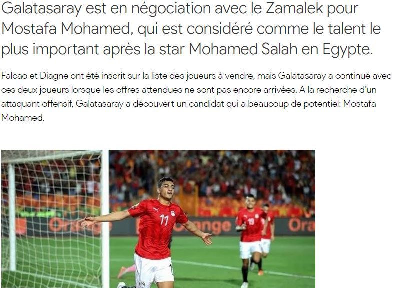 Galatasaray ve Mostafa Mohamed hakkında çıkan transfer haberi.
