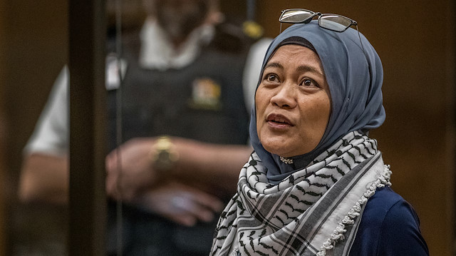 Hamimah Tuyan gives a victim impact statement during the sentencing of mosque gunman Brenton Tarrant at the High Court in Christchurch, New Zealand, August 26, 2020.