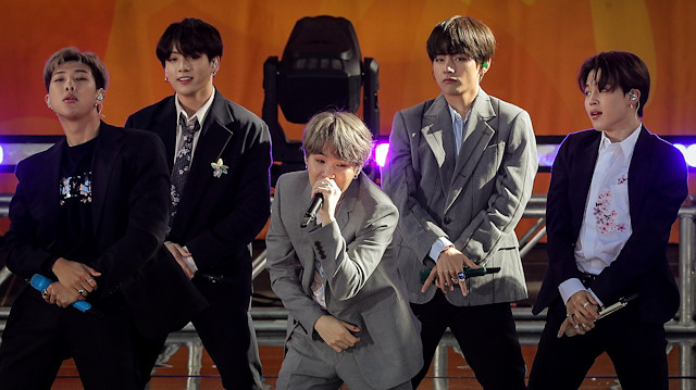 FILE PHOTO: Members of K-Pop band, BTS perform on ABC's 'Good Morning America' show in Central Park in New York City, U.S., May 15, 2019. REUTERS/Brendan McDermid/File Photo

