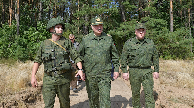 File photo: Belarusian President Alexander Lukashenko visits a military firing range near Grodno, Belarus August 22, 2020. Andrei 