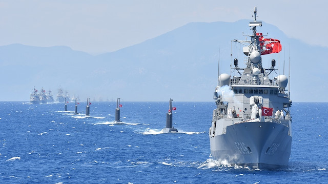 Türk Deniz Kuvvetleri'nin Mavi Vatan-2019 tatbikatından bir görüntü.