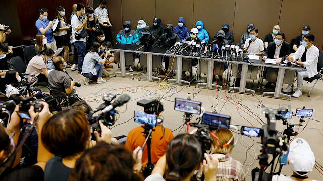 Family members of twelve Hong Kong activists, detained as they reportedly sailed to Taiwan for political asylum, hold a news conference to seek help in Hong Kong, China September 12, 2020. REUTERS/Tyrone Siu

