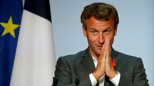 French President Emmanuel Macron delivers an address to French tech start-ups