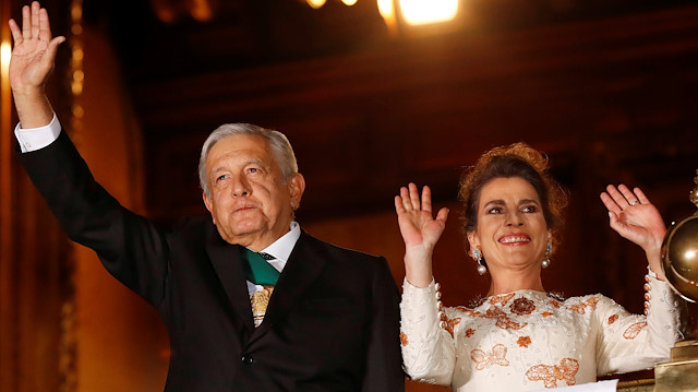 Mexico's President Andres Manuel Lopez Obrador and his wife Beatriz Gutierrez Muller