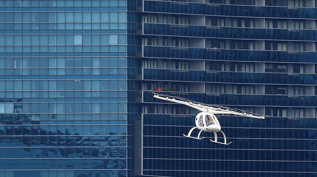  A Volocopter air taxi performs a demonstration in Singapore, October 22, 2019. 