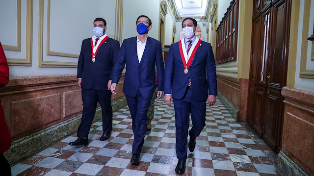 Peru's President Martin Vizcarra arrives at Congress as lawmakers were set to vote over whether to oust Vizcarra after impeachment proceedings were launched last week, in Lima, Peru September 18, 2020