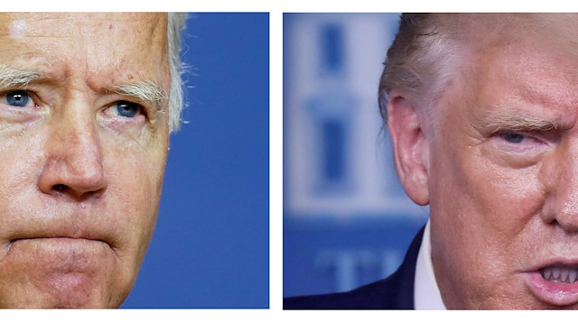 FILE PHOTO: FILE PHOTO: A combination picture shows democratic U.S. presidential nominee and former Vice President Joe Biden pausing while speaking about U.S. President Donald Trump's reported remarks about fallen U.S. military personnel, at a campaign event in Wilmington, Delaware, U.S., and U.S. President Donald Trump speaking during a news conference at the White House in Washington, U.S., September 4, 2020. REUTERS/Kevin Lamarque/Leah Millis/File Photo/File Photo

