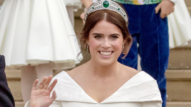 FILE PHOTO: Princess Eugenie leaves St George's Chapel in Windsor Castle following her wedding, in Windsor, Britain October 12, 2018. Steve Parsons/Pool via REUTERS/File Photo

