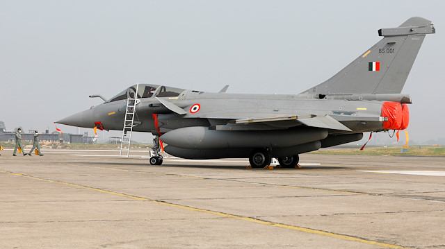 Rafale fighter jet is seen parked on the tarmac during its induction ceremony at an air force station in Ambala, India, September 10, 2020. REUTERS/Adnan Abidi  