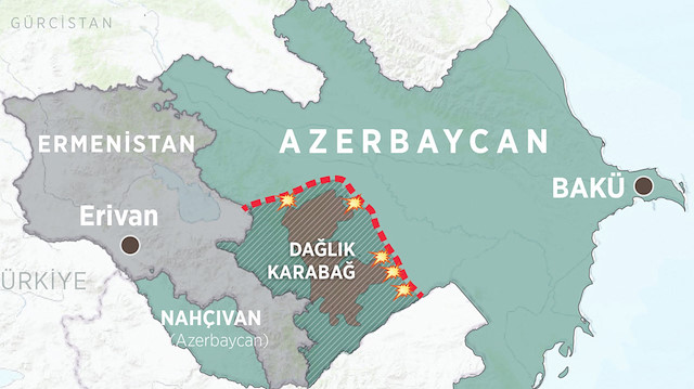 Dağlık Karabağ ve Azerbaycan haritası