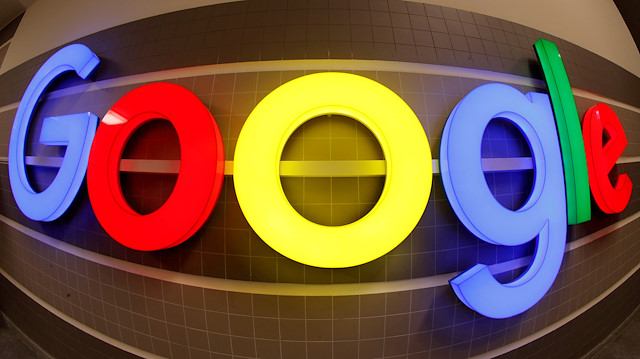 An illuminated Google logo