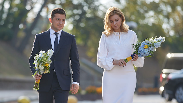 Ukrainian President Volodymyr Zelensky and his wife Olena Zelensky