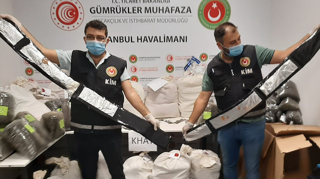 İstanbul Havalimanı'nda ele geçirilen 420 kilogram uyuşturucu.