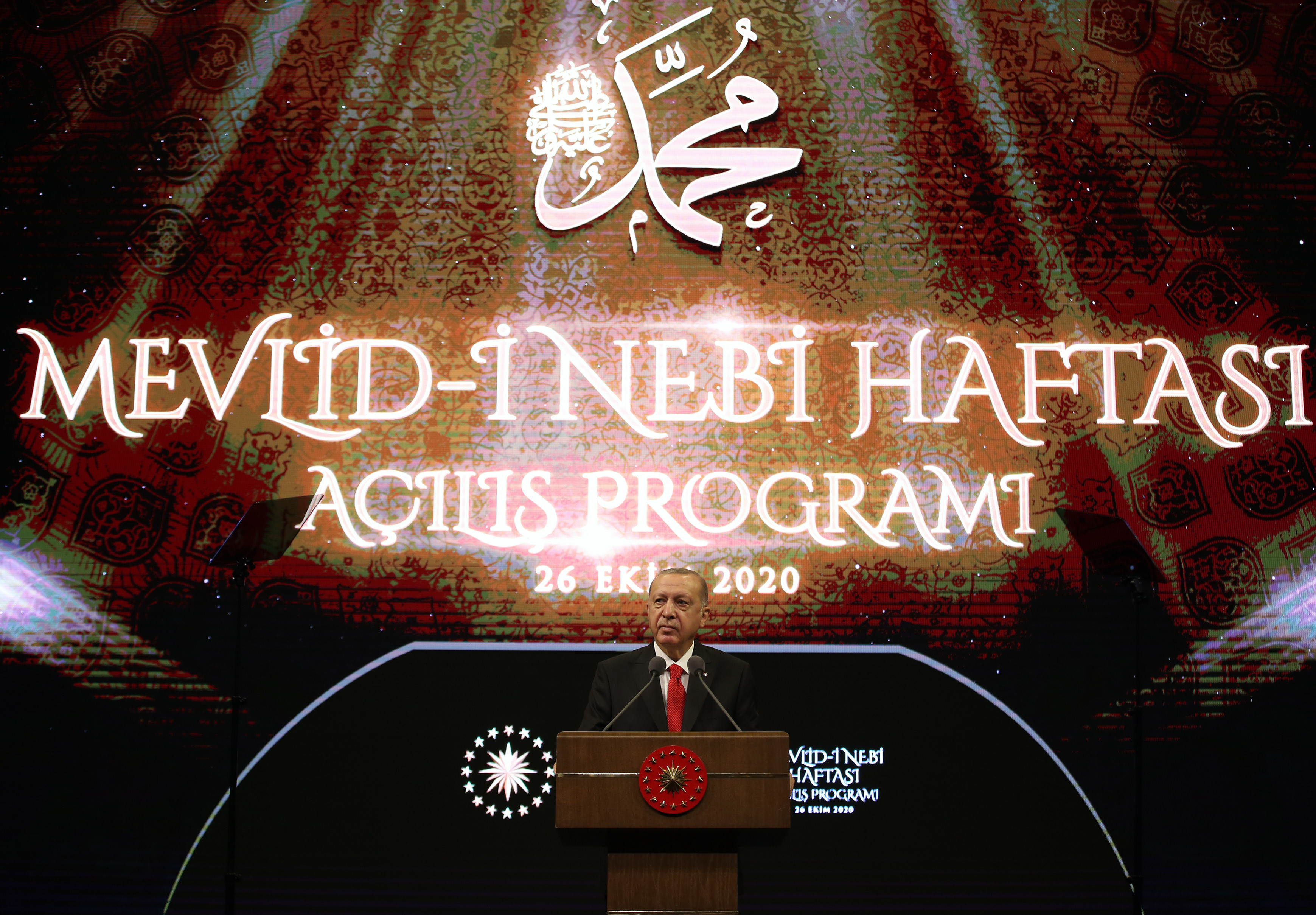 Türkiye Cumhurbaşkanı Recep Tayyip Erdoğan, Beştepe Millet Kongre ve Kültür Merkezi'nde Mevlid-i Nebi Haftası Açılış Programında konuştu.