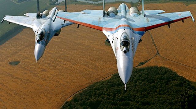 Rusya’ya ait Su-27 tipi uçaklar. 