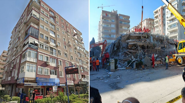 Rızabey Apartmanı İzmir'deki depremde yerle bir oldu.