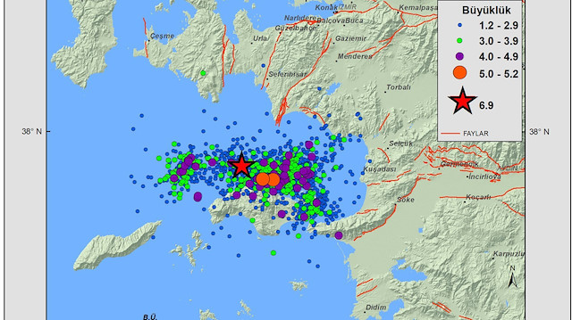 Kandilli Rasathanesi, İzmir'deki artçı depremlerin tablosunu yayınladı. 