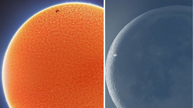 ISS’in, Güneş’in ve Ay’ın önünde geçtiği anlar görüntülendi. 