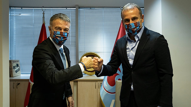 Trabzonspor Başkanı Ahmet Ağaoğlu ve teknik direktör Abdullah Avcı