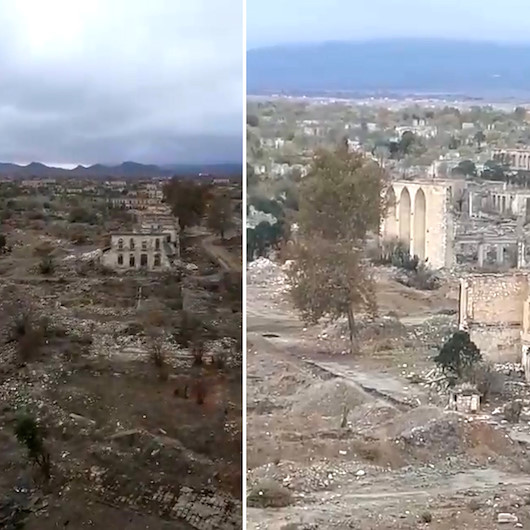 Azerbaycan askeri, Ağdam Camisinin minaresinden tarihi şehrin nasıl talan edildiğini kaydetti