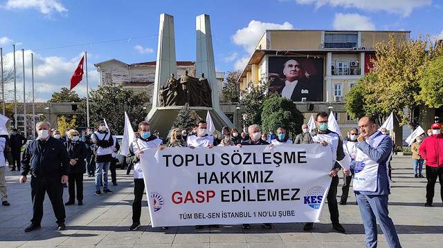 Bakırköy Belediyesi çalışanları eylem düzenledi.