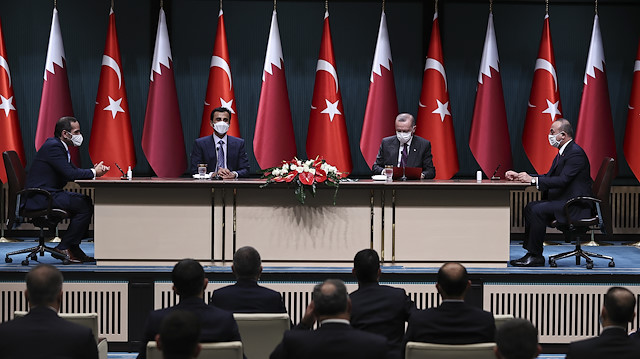 Turkish President Recep Tayyip Erdogan - Qatari Emir Sheikh Tamim bin Hamad al-Thani