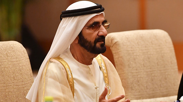 United Arab Emirates Vice President and Prime Minister Sheikh Mohammed bin Rashid Al Maktoum speaks with Chinese Premier Li Keqiang (not pictured) during their meeting at the Diaoyutai State Guesthouse in Beijing, China, April 25, 2019. Parker Song/Pool via REUTERS  